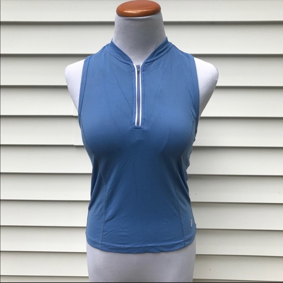 Asics fitted blue half zip workout gym yoga tennis - Picture 2 of 7